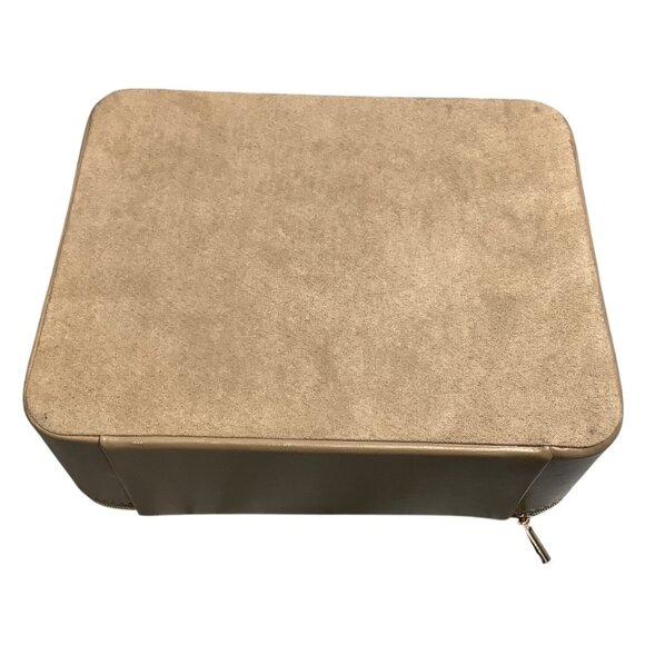 Rectangular Jewelry Organizer Mirror Tan 9"x7"x3" Travel Case 6.5"x4"x2.5" - Picture 4 of 4